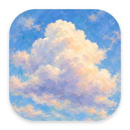Ciel app icon, a painted ivory cloud on a blue sky